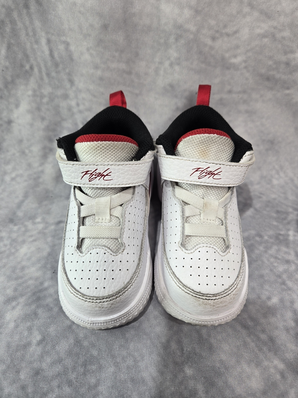 Jordan Kids White and Red Flight Strap Sneakers